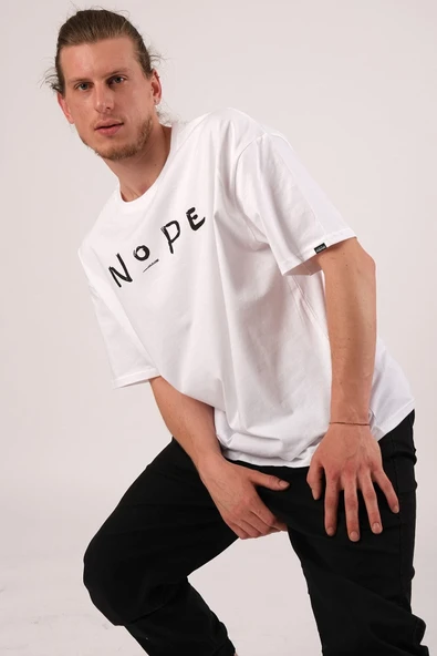 Pasage Oversize Nope Baskılı Beyaz Tshirt - Resim 6
