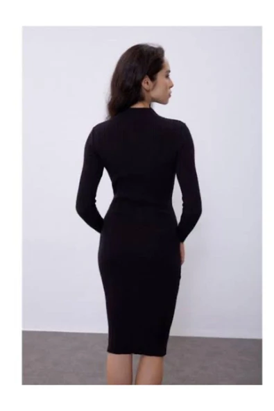 KOZİA OUTDOORS Kadın Diz Altı Triko Balıkçı Yaka Kalem Elbise ürün görseli