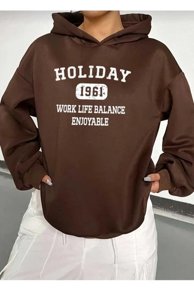 KOZİA OUTDOORS kapüşonlu baskılı unisex oversize sweatşhirt - Resim 2