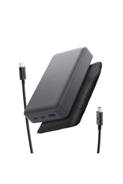 Spigen Essential 30000 mAh 30W USB-C + USB-A Giriş / Çıkış Hızlı Şarj 3 Portlu Powerbank Gray ABA09436 ürün görseli