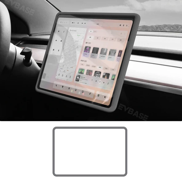 TESLA MODEL Y VE JUNİPER İÇİN UYUMLU  EKRAN ÇERÇEVESİ KORUMA SLİKON GRİ ürün görseli 1