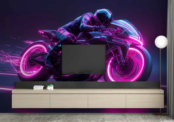 Neon Motorsiklet Duvar Kağıdı - Resim 3