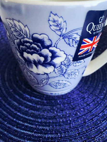 Queens by Churchill Blue Story Rose Mavi Gül Hikayesi İngiliz Porseleni Kupa/Mug - Resim 2