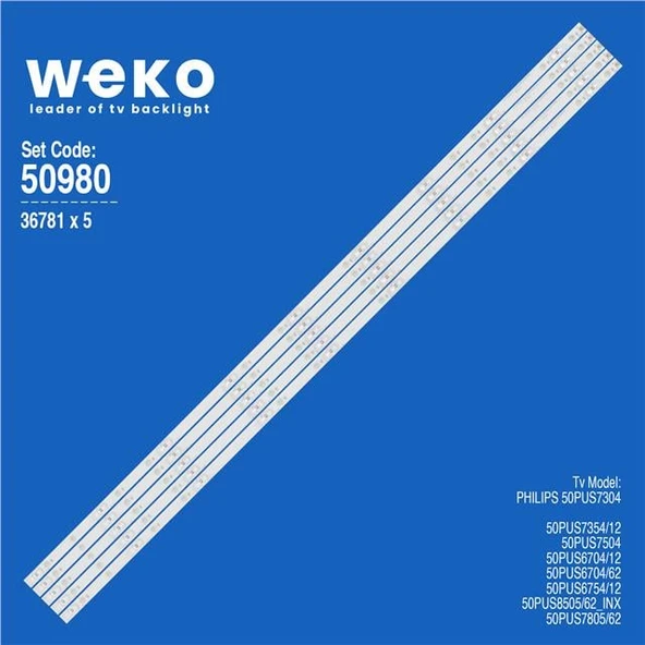 Philips 50PUS6754/12 50'' İnç 5 Adet Tv Led Bar ( Tvnizin içindeki led barla aynısı olduğunu görmeden almayınız. Led bar ürünlerinde paket açıldığında iade kabul edilmemektedir. ) ürün görseli