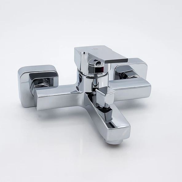 Banyo Bataryası Krom Kaplama Paslanmaz Gövde Seramik Kartuşlu Su Tasarruflu Duvar Tipi Musluk - Resim 6