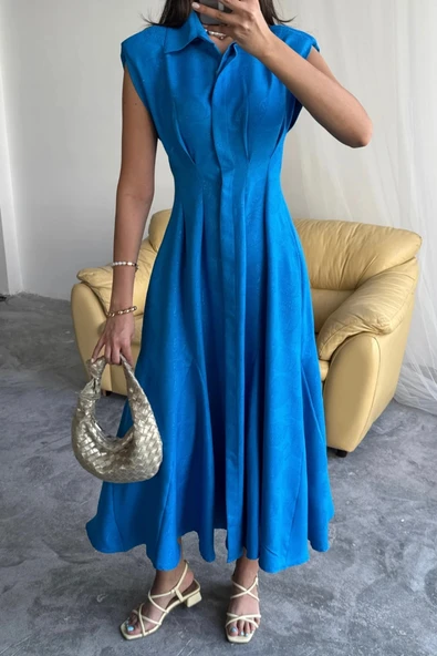 JAKARLI KETEN ELBİE ÖNDEN YIRTMAÇLI CEPLİ  aks - Resim 3