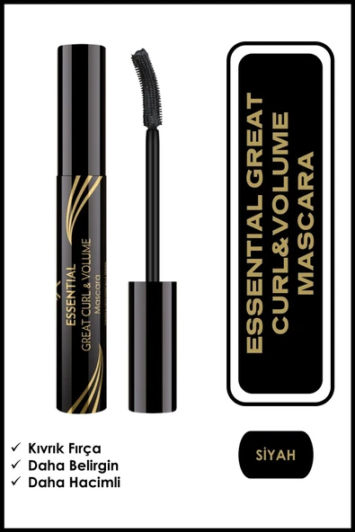 GOLDEN ROSE ESSENTİAL GREAT CURL & VOLUME MASCARA - BLACK ürün görseli 1