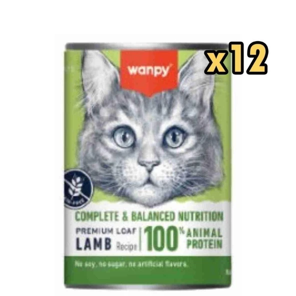 Wanpy Tahılsız %100 Gerçek Et Kuzulu Kedi Konservesi 375 gr x 12 Adet ürün görseli