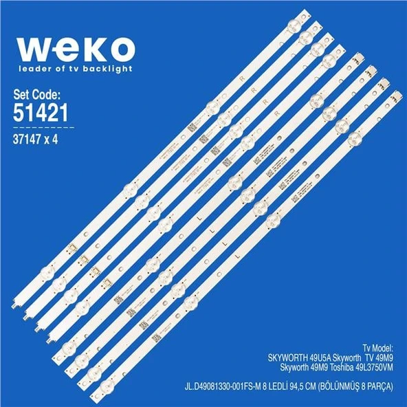 Skywort 49M9 49'' 4 Adet Tv Led Bar ( Tvnizin içindeki led barla aynısı olduğunu görmeden almayınız. Led bar ürünlerinde paket açıldığında iade kabul edilmemektedir. ) ürün görseli 1