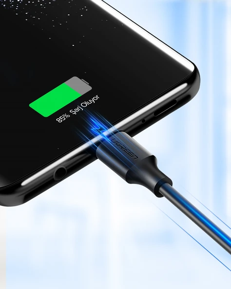 UGREEN USB-C to USB-A 3A QC Hızlı Şarj Kablosu, 0,25 Metre, Siyah, 60114 - Resim 8