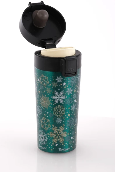 Yılbaşı Temalı 380Ml SUS304 Çelik Termos Mug 6 Saat Sıcak 12 Saat Soğuk Tutma - Resim 6