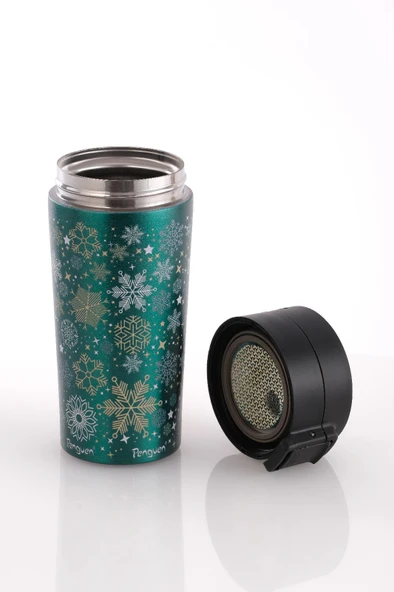 Yılbaşı Temalı 380Ml SUS304 Çelik Termos Mug 6 Saat Sıcak 12 Saat Soğuk Tutma - Resim 7