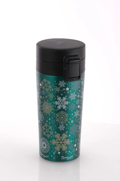 Yılbaşı Temalı 380Ml SUS304 Çelik Termos Mug 6 Saat Sıcak 12 Saat Soğuk Tutma - Resim 5