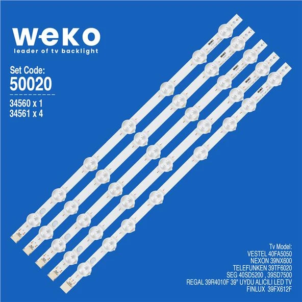 Telefunken 39TF6020 39'' İnç 5 Adet Tv Led Bar ( Tvnizin içindeki led barla aynısı olduğunu görmeden almayınız. Led bar ürünlerinde paket açıldığında iade kabul edilmemektedir. ) ürün görseli 1