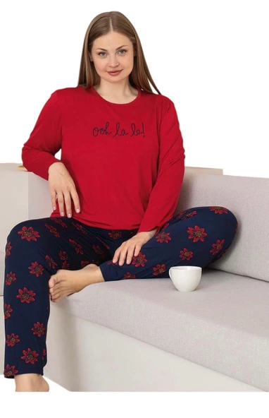 Berin Kadın Battal Viskon Milan Kumaş Mevsimlik Uzun Kol Pijama Takımı 2002 - Resim 4