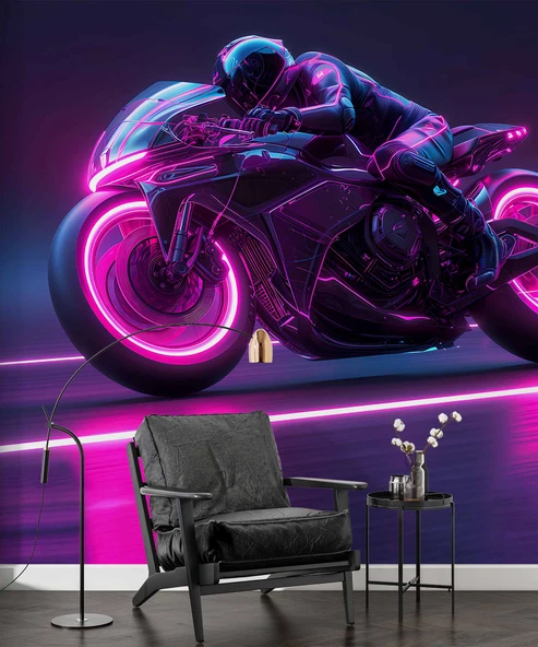 Neon Motorsiklet Duvar Kağıdı - Resim 6