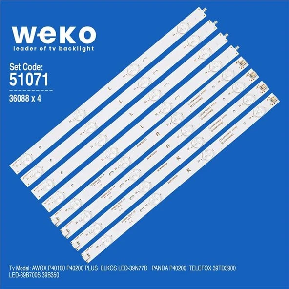 Telefox 39TD3900 39'' 4 Adet Tv Led Bar ( Tvnizin içindeki led barla aynısı olduğunu görmeden almayınız. Led bar ürünlerinde paket açıldığında iade kabul edilmemektedir. ) ürün görseli