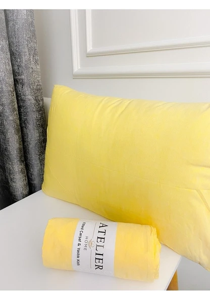 Atelier Çift Kişilik Ranforce Lastikli Çarşaf Sarı - Resim 2