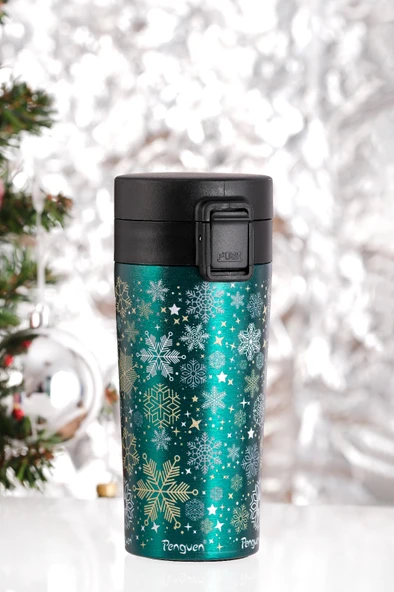 Yılbaşı Temalı 380Ml SUS304 Çelik Termos Mug 6 Saat Sıcak 12 Saat Soğuk Tutma ürün görseli 1