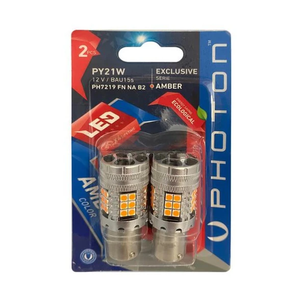 Unıversal P21w 12v Amber Fanlı Exclusıve Serie (2'li Blister) - Photon Ph7219 Fn Na B2 ürün görseli 1