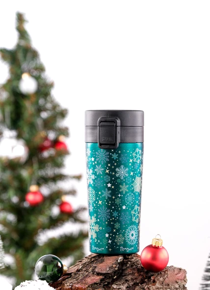 Yılbaşı Temalı 380Ml SUS304 Çelik Termos Mug 6 Saat Sıcak 12 Saat Soğuk Tutma - Resim 4