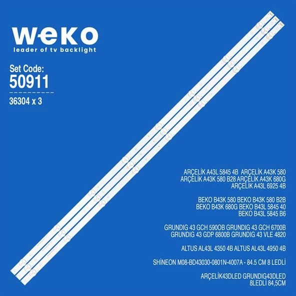 Beko B43K 580 B2B 43'' İnç 3 Adet Tv Led Bar ( Tvnizin içindeki led barla aynısı olduğunu görmeden almayınız. Led bar ürünlerinde paket açıldığında iade kabul edilmemektedir. ) ürün görseli