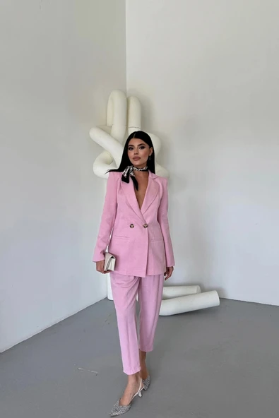 KETEN CEKET  PANTOLON TAKIM  Pembe ürün görseli