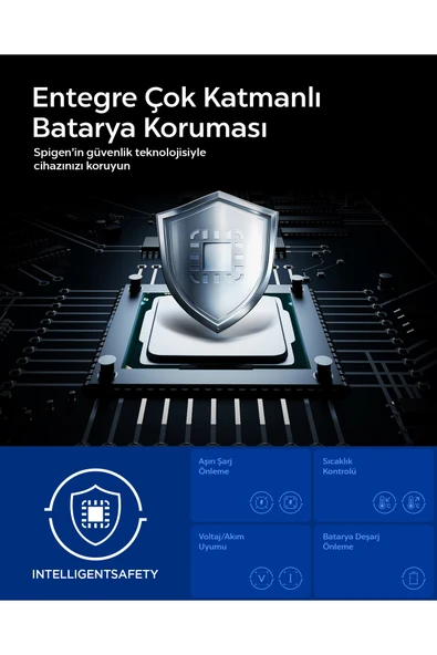 Spigen Essential 30000 mAh 30W USB-C + USB-A Giriş / Çıkış Hızlı Şarj 3 Portlu Powerbank Gray ABA09436 - Resim 6