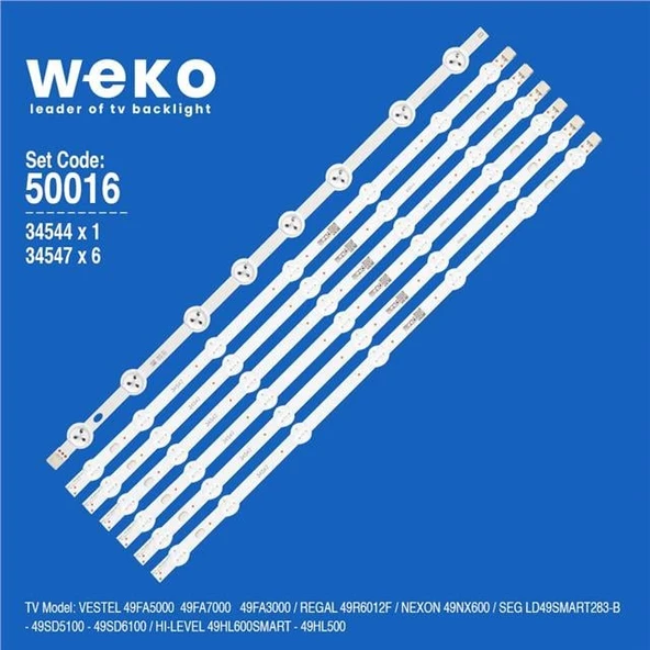 Seg 49SD6100 49'' İnç 7 Adet Tv Led Bar ( Tvnizin içindeki led barla aynısı olduğunu görmeden almayınız. Led bar ürünlerinde paket açıldığında iade kabul edilmemektedir. ) ürün görseli