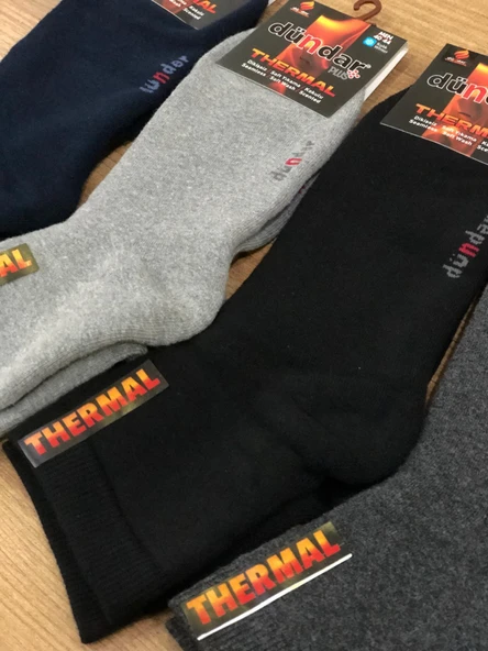 4 Lü Dündar Erkek Termal Havlu Kışlık Dikişsiz Konç Patik Çorap 40 - 44 No - Resim 3