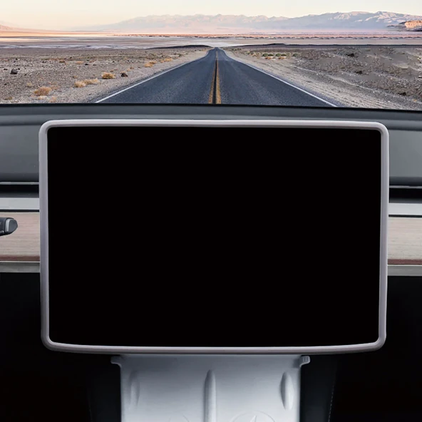 TESLA MODEL Y VE JUNİPER İÇİN UYUMLU EKRAN ÇERÇEVESİ KORUMA SLİKON SİYAH - Resim 2