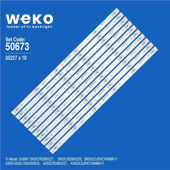 Sunny SN055LDJRXCV6488H-Y 55'' İnç 10 Adet Tv Led Bar ( Tvnizin içindeki led barla aynısı olduğunu görmeden almayınız. Led bar ürünlerinde paket açıldığında iade kabul edilmemektedir. ) ürün görseli
