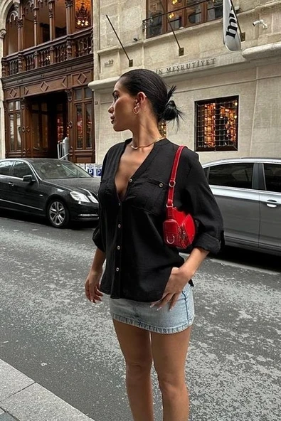 Poulina Flamlı Keten Gömlek 325708 - Resim 4