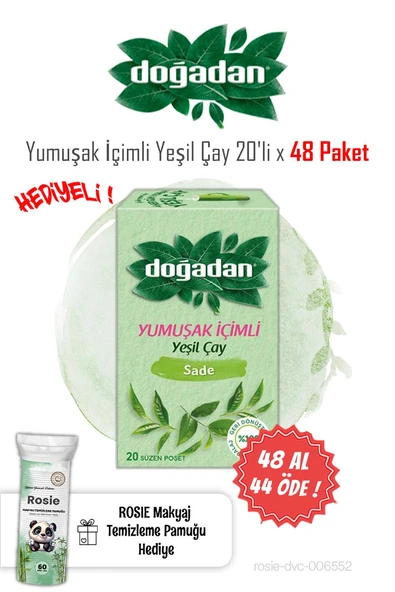 48 AL 44 ÖDE Doğadan Yeşil Çay Yumuşak İçim 20'li ve Rosie Pamuk ürün görseli