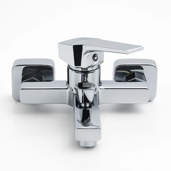 Banyo Bataryası Krom Kaplama Paslanmaz Gövde Seramik Kartuşlu Su Tasarruflu Duvar Tipi Musluk ürün görseli