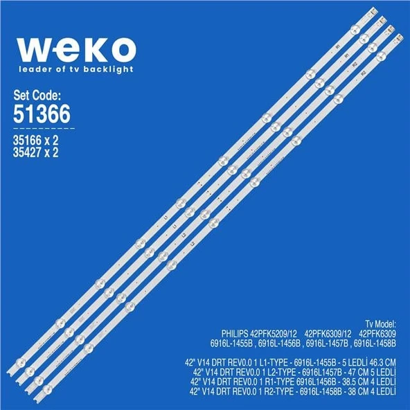 Philips 42PFK6309/12 42'' 4 Adet Tv Led Bar ( Tvnizin içindeki led barla aynısı olduğunu görmeden almayınız. Led bar ürünlerinde paket açıldığında iade kabul edilmemektedir. ) ürün görseli