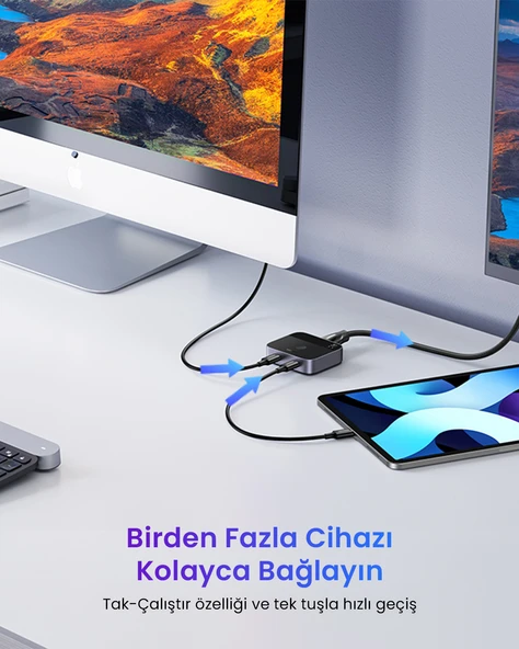 UGREEN 2-in-1 Çift Yönlü 4K 60Hz HDMI Switch, 55451 - Resim 8