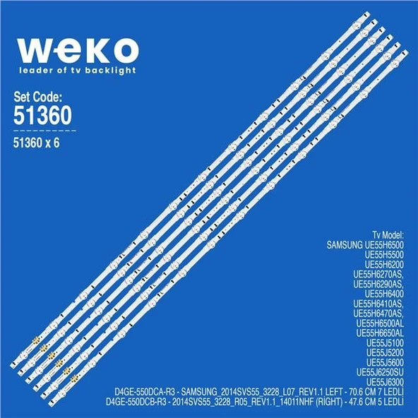 Samsung UE55H6470AS 55'' 6 Adet Tv Led Bar ( Tvnizin içindeki led barla aynısı olduğunu görmeden almayınız. Led bar ürünlerinde paket açıldığında iade kabul edilmemektedir. ) ürün görseli