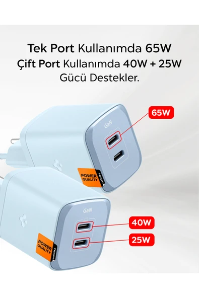 Spigen ArcStation Pro 65W Hızlı Şarj Adaptörü Sierra Blue  PE2204EU - ACH05165 - Resim 2