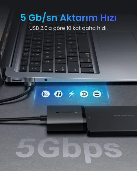 UGREEN USB 3.0 to SATA Hard Disk Dönüştürücü Adaptör, 60561 - Resim 2