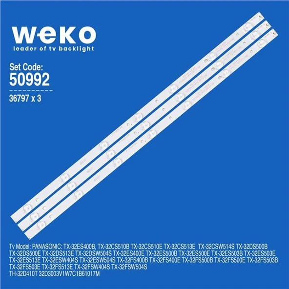 Panasonic TX-32FS503E 32'' İnç 3 Adet Tv Led Bar ( Tvnizin içindeki led barla aynısı olduğunu görmeden almayınız. Led bar ürünlerinde paket açıldığında iade kabul edilmemektedir. ) ürün görseli