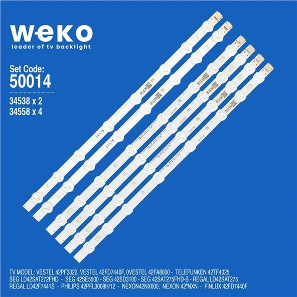 Nexon 42''NXN 42'' İnç 6 Adet Tv Led Bar ( Tvnizin içindeki led barla aynısı olduğunu görmeden almayınız. Led bar ürünlerinde paket açıldığında iade kabul edilmemektedir. ) ürün görseli 1