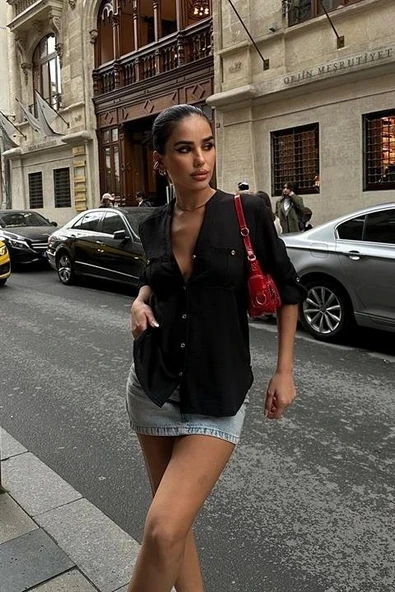 Poulina Flamlı Keten Gömlek 325708 ürün görseli 1