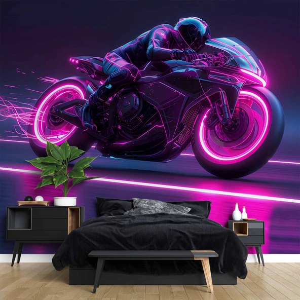 Neon Motorsiklet Duvar Kağıdı - Resim 2
