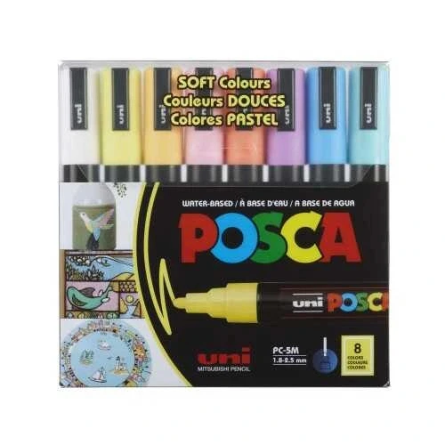 Uni Posca 1.8-2.5 Su Bazlı Poster Markörü Sotf Renk 8Li PC-5M-8C ürün görseli