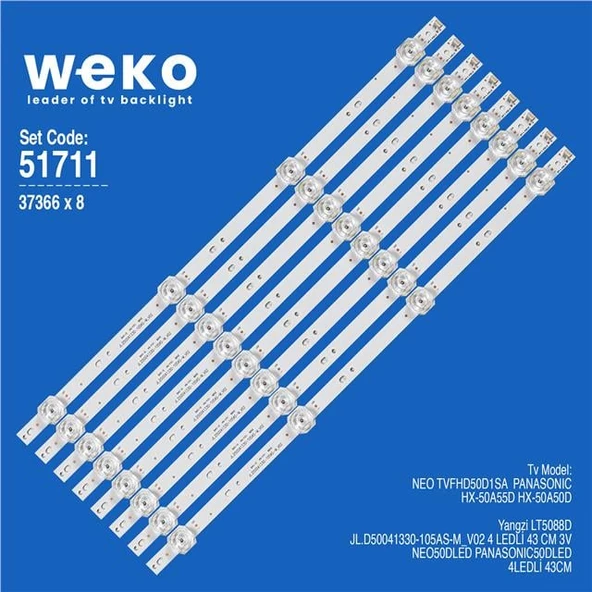 NEO TVFHD50D1SA 50'' 8 Adet Tv Led Bar ( Tvnizin içindeki led barla aynısı olduğunu görmeden almayınız. Led bar ürünlerinde paket açıldığında iade kabul edilmemektedir. ) ürün görseli