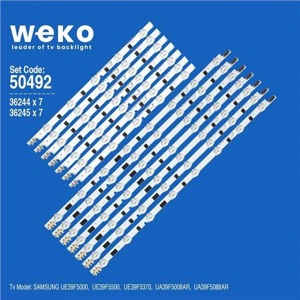 Samsung UE39F5500 39'' İnç 7 Adet Birleştirilmiş Tv Led Bar ( Tvnizin içindeki led barla aynısı olduğunu görmeden almayınız. Led bar ürünlerinde paket açıldığında iade kabul edilmemektedir. ) ürün görseli