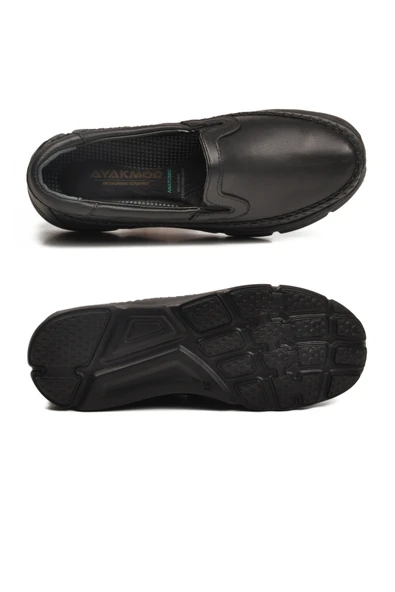 Ayakmod Siyah Hakiki Deri Ortopedik Kadın Casual Ayakkabı 602 Z - Resim 5
