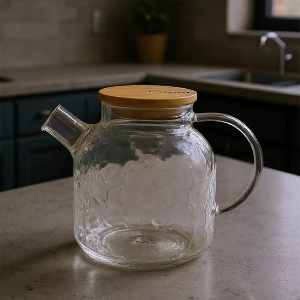 Bambum Juliet Bambu Kapaklı Cam Demlik 1500ml - Resim 2