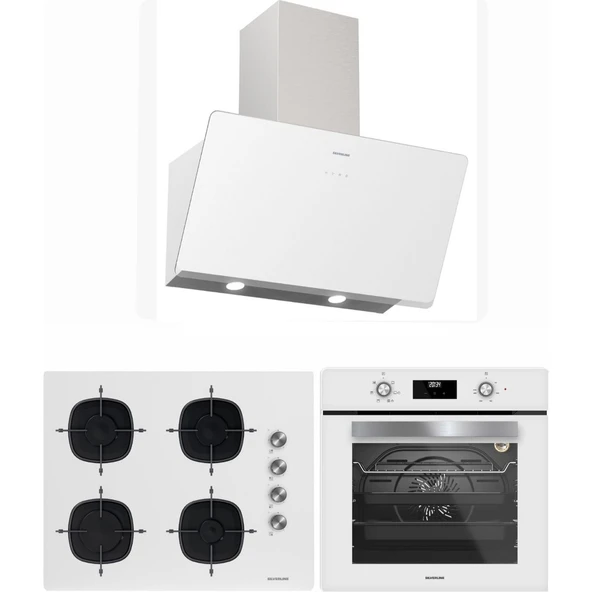 Silverline Beyaz 65 cm Ocaklı Dijital Fırınlı Ankastre Set (3457 Soho - CS5700E7W01 - BO6502W02 ) ürün görseli 1